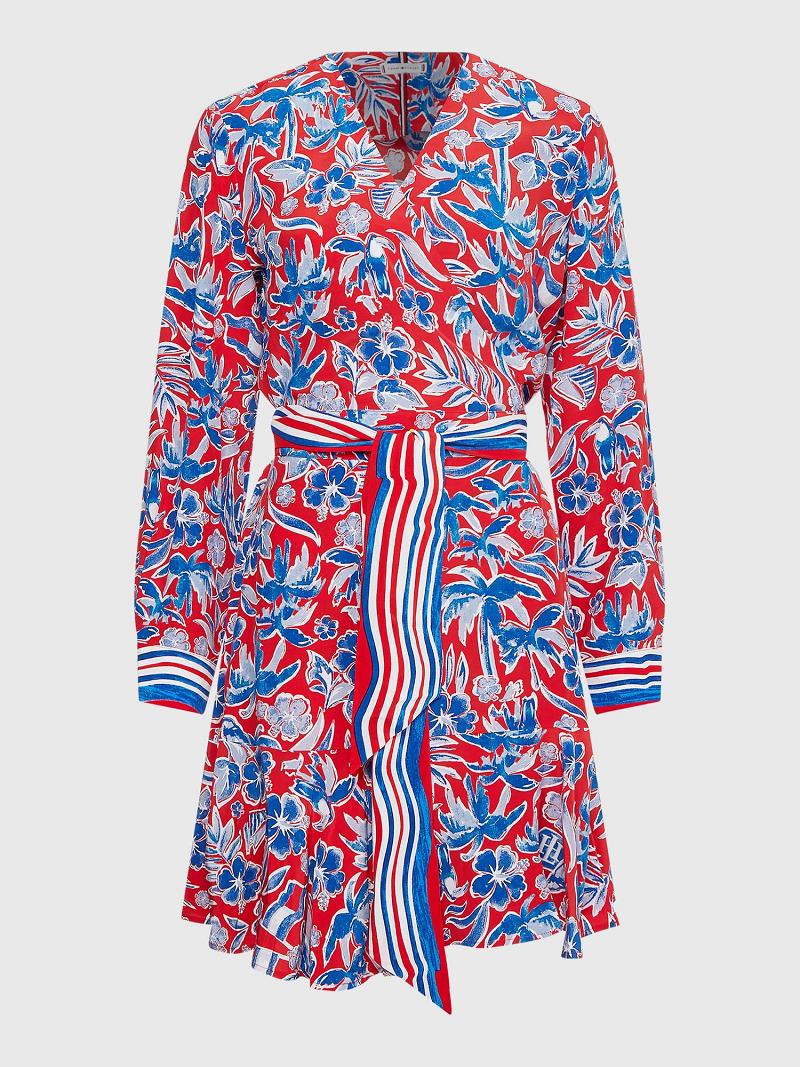 Női Tommy Hilfiger Curve Floral Wrap Dresses Színes | HU 54AHK